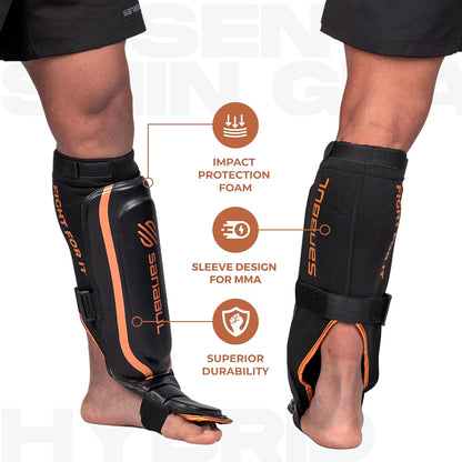 Essential Hybrid Sleeve Kickboxing Shin Guards for MMA Shin Guards Muay Thai Shinguards