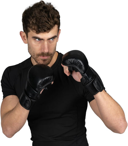 Essential 7Oz MMA Gloves for Men & Women, Hybrid MMA Martial Arts, Sparring Grappling Training, Padded Kick Boxing Gloves