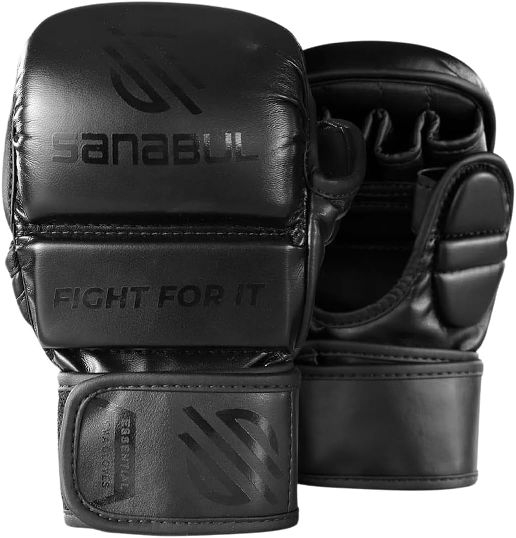 Essential 7Oz MMA Gloves for Men & Women, Hybrid MMA Martial Arts, Sparring Grappling Training, Padded Kick Boxing Gloves